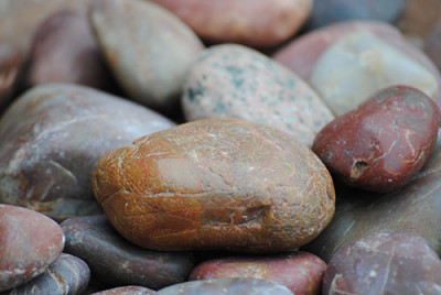 Smooth river stones for hot stone massage.